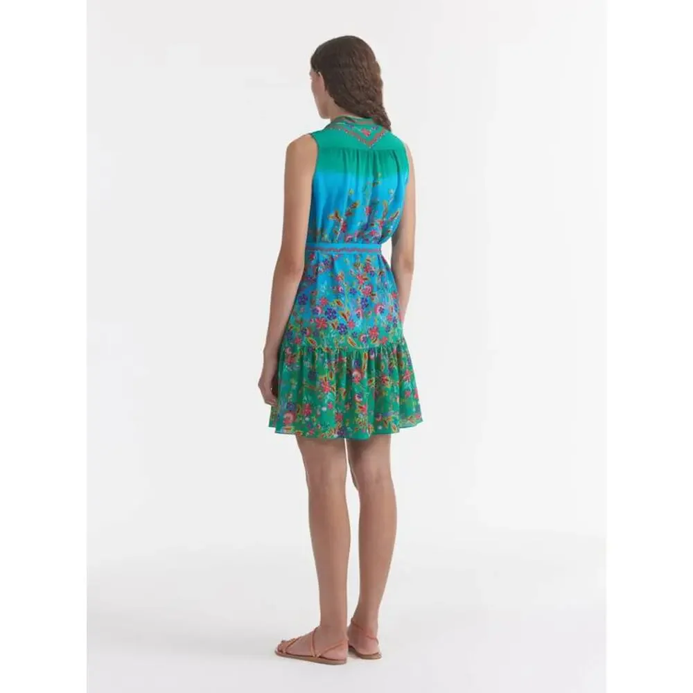 Saloni Tilly Sleeveless Silk Mini Dress Summer in Wreath 6 NWT Coastal Resort - Picture 6 of 8